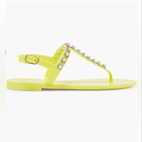 Stuart Weitzman Crystal Embellished Jelly Sandal (Women) Neon Yellow - Picture 3 of 9